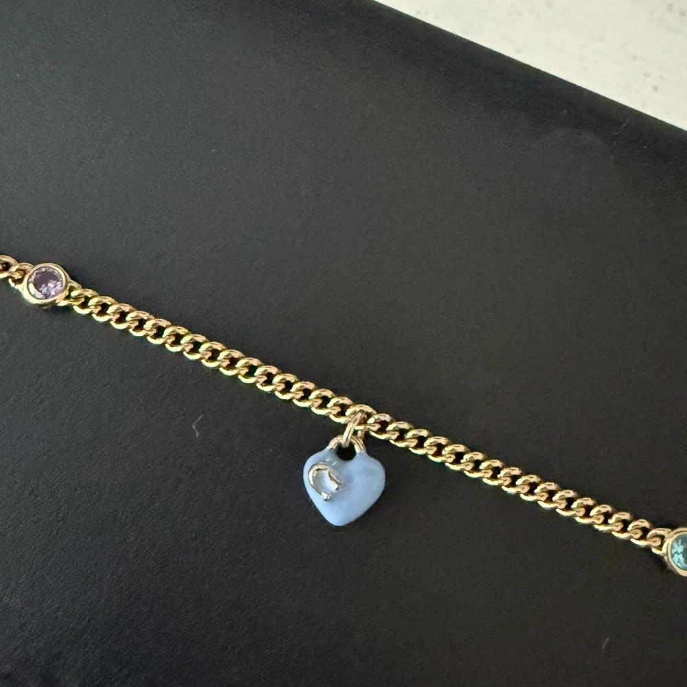 Coach Gold Anklet with Purple and Blue Accents - Picture 2 of 6